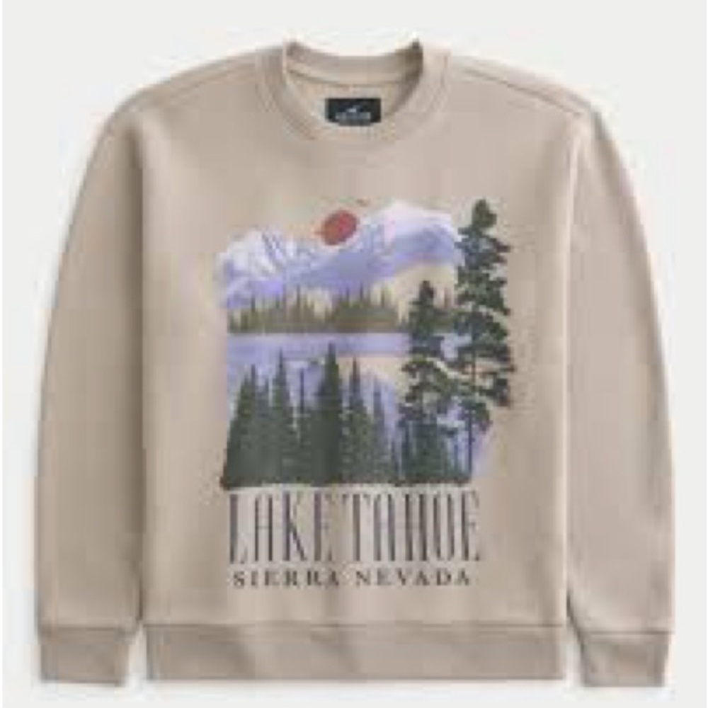 Men's Grey Lake Tahoe Graphic Crew Sweatshirt